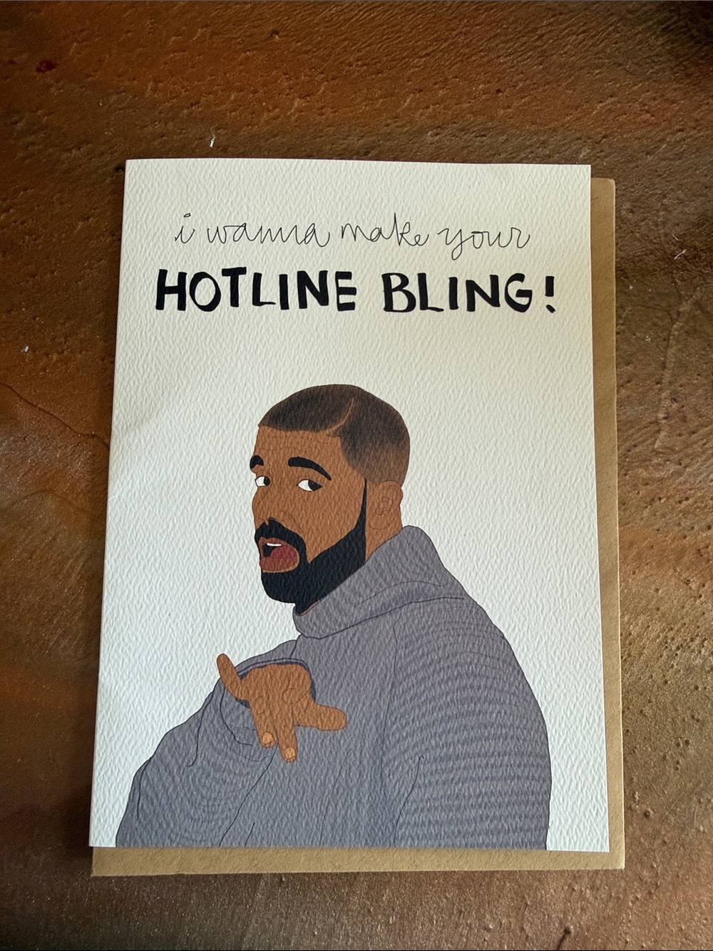 Urban Outfitters Hotline Bling Greeting Card - White, Brown, Gray